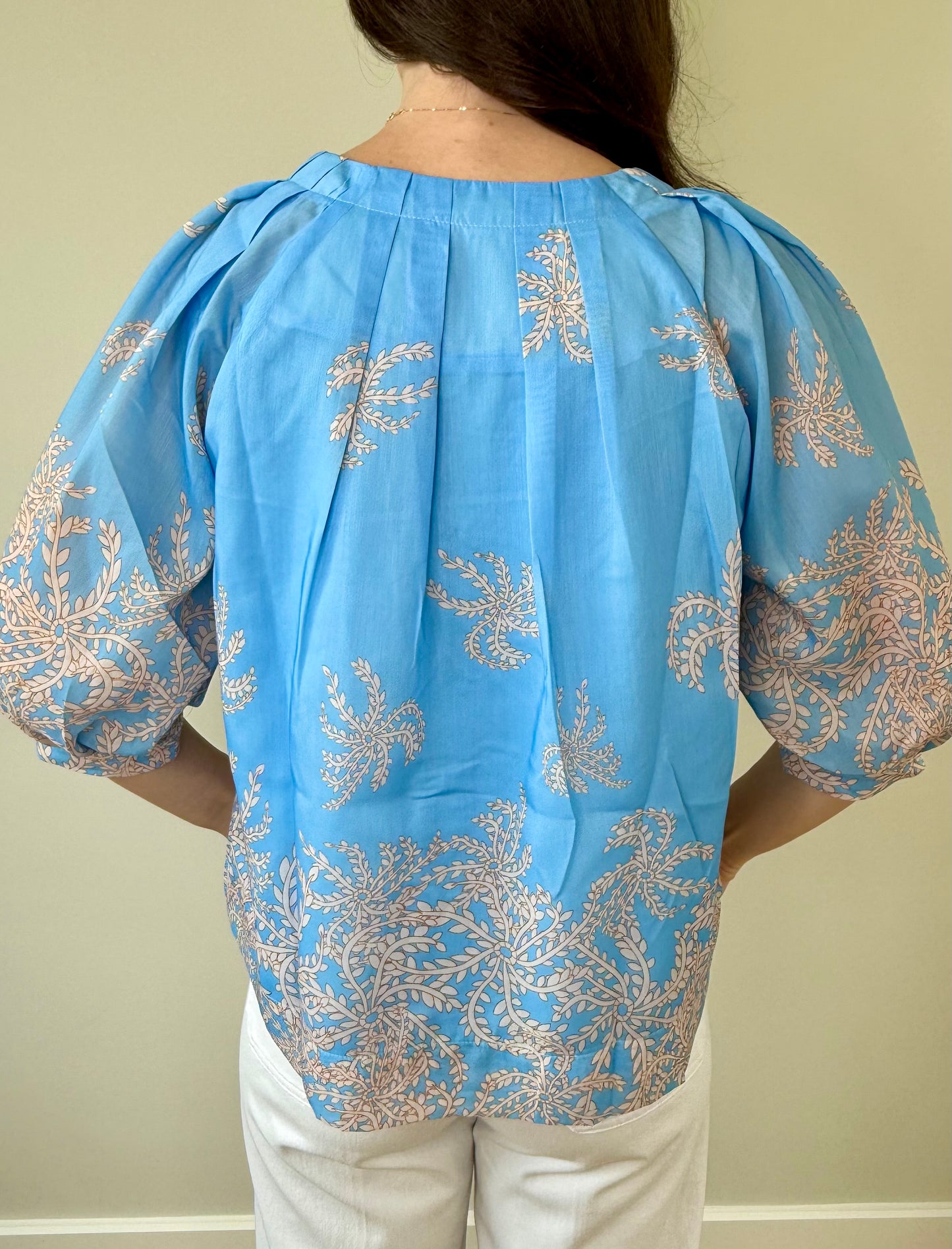 Seabreeze Fern Pleated Buttons Top by Jade
