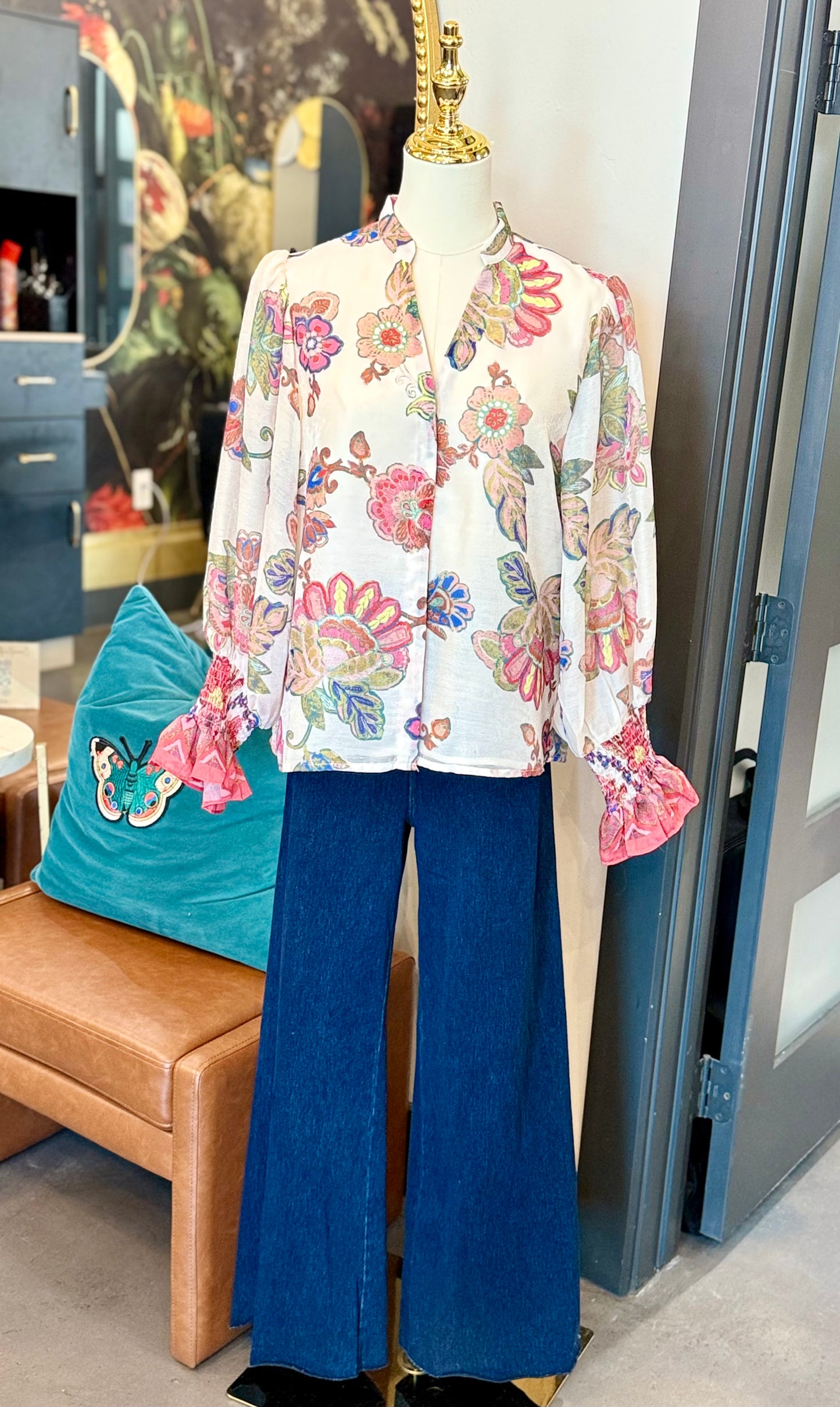 Briar Bloom Split V-Neck Blouse