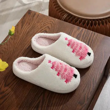 Cozy Pink Christmas Slippers