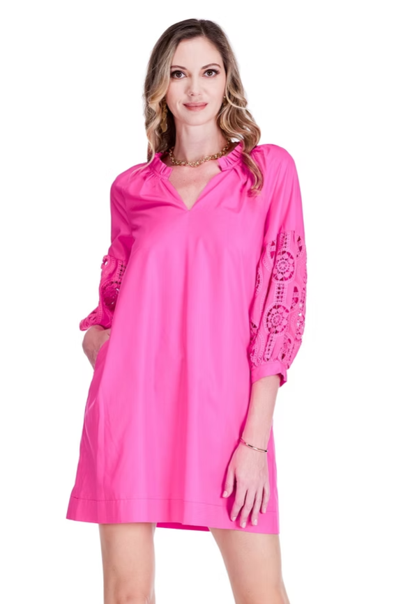 Perfectly Pink Trimmed Peasant Dress by Jade