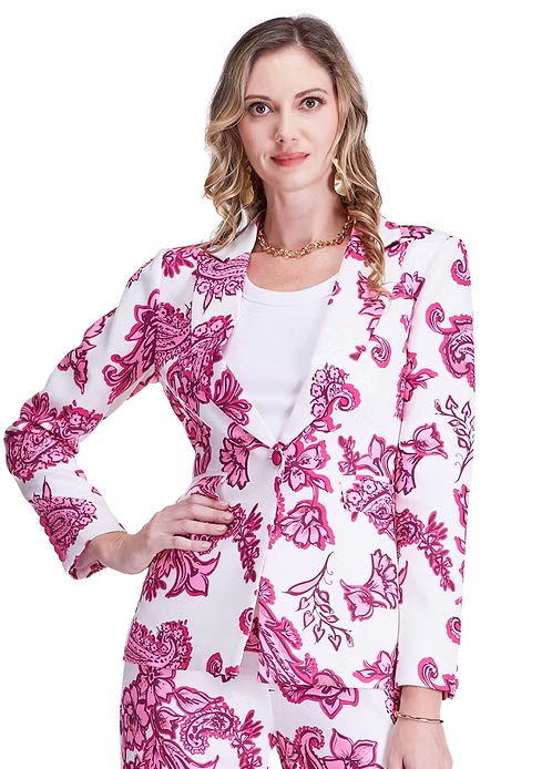 Berry Paisley Button Blazer by Jade
