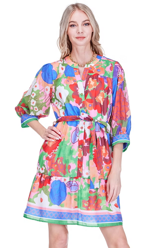 Petal Pop Placket Dress by JoyJoy