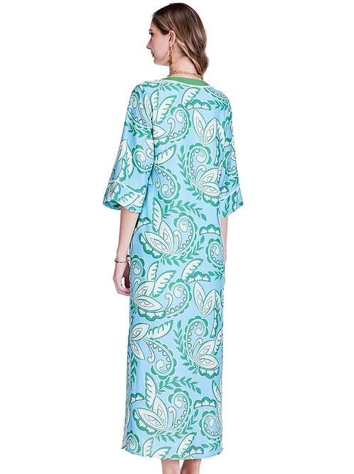 Green Paisley Trimmed Maxi by Jade
