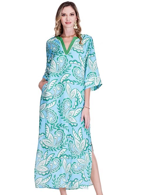 Green Paisley Trimmed Maxi by Jade