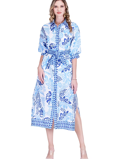 Lagoon Leaf Maxi Shirt Dress by Jade