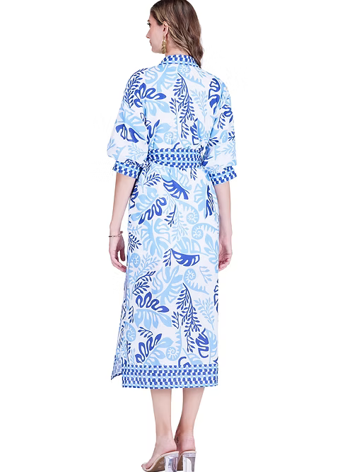 Lagoon Leaf Maxi Shirt Dress by Jade
