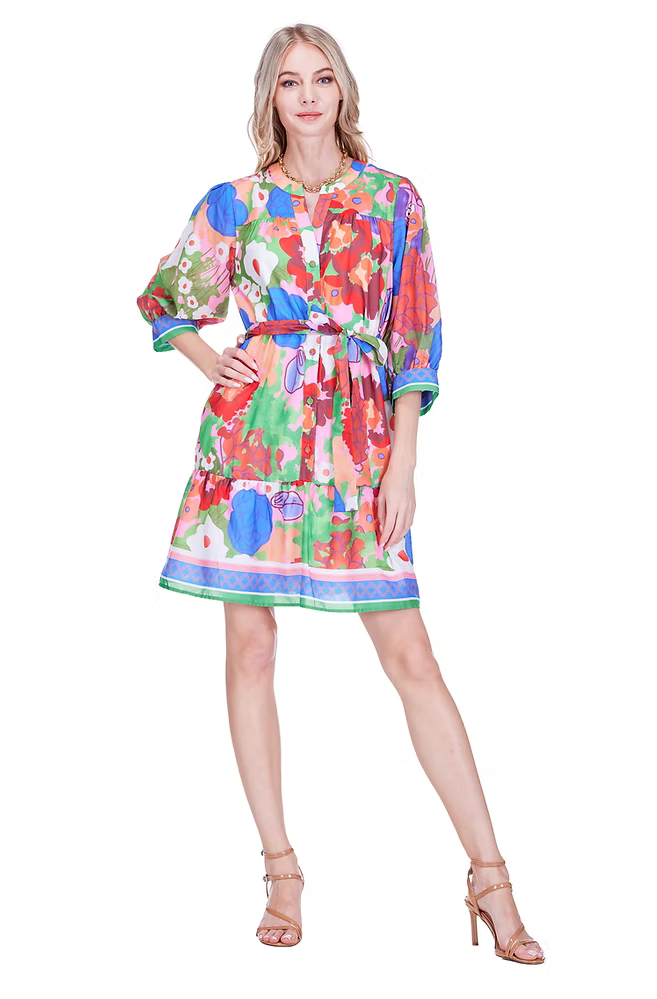 Petal Pop Placket Dress by JoyJoy