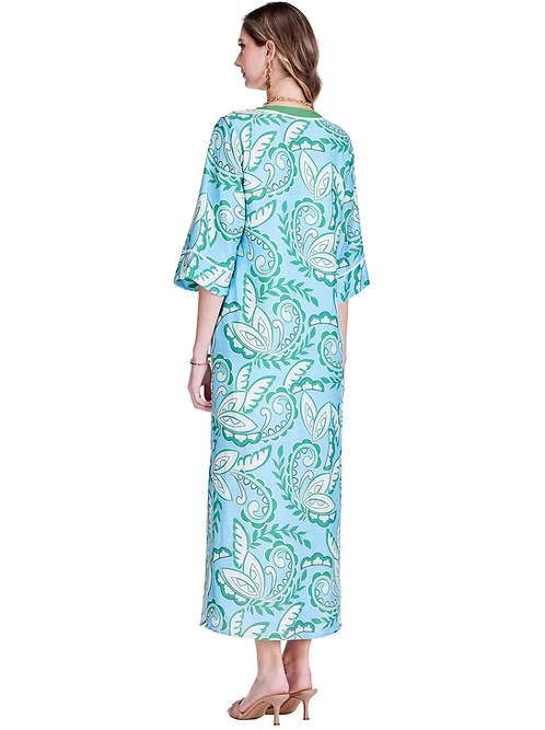 Green Paisley Trimmed Maxi by Jade