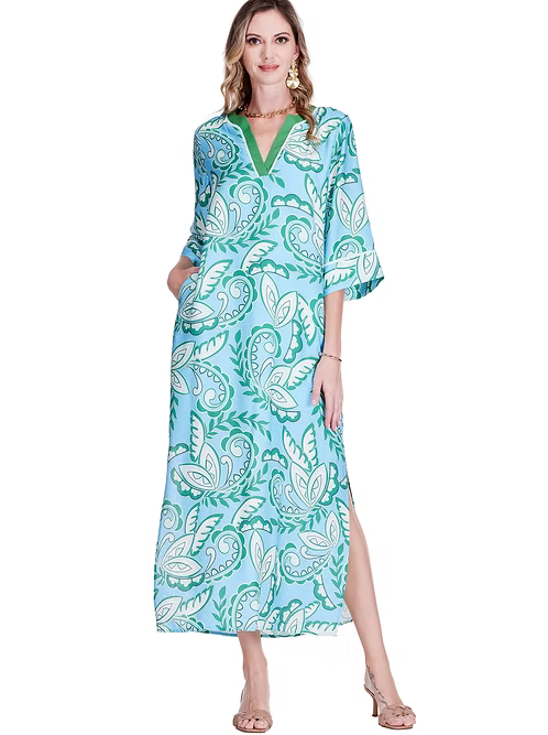 Green Paisley Trimmed Maxi by Jade