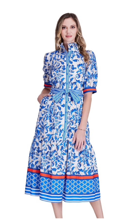 Tiled Ivy Front Short Sleeve Maxi Dress by Jade