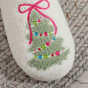 Cozy Christmas Bow Slippers