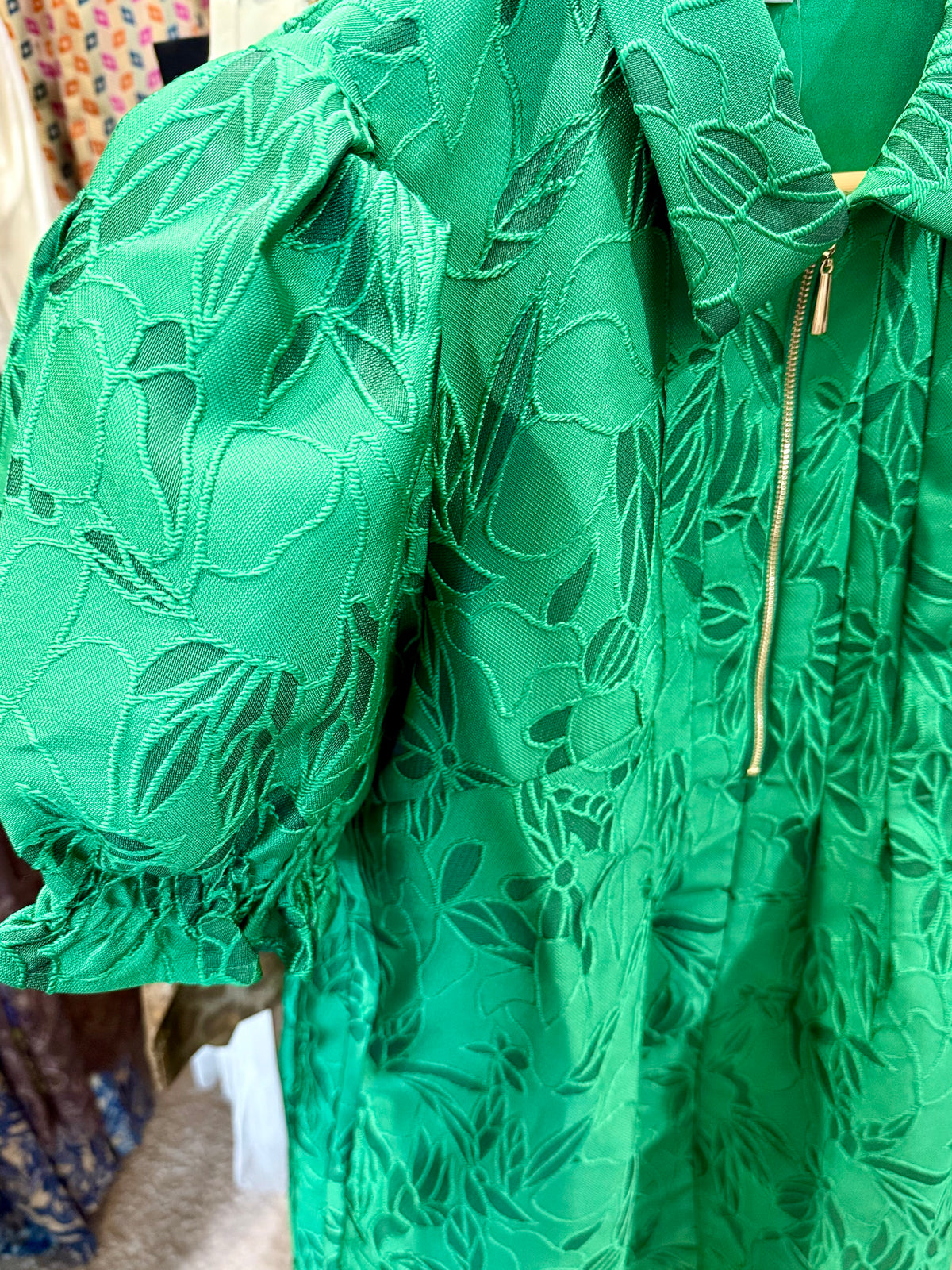 Emerald Stitch Brocade Dress