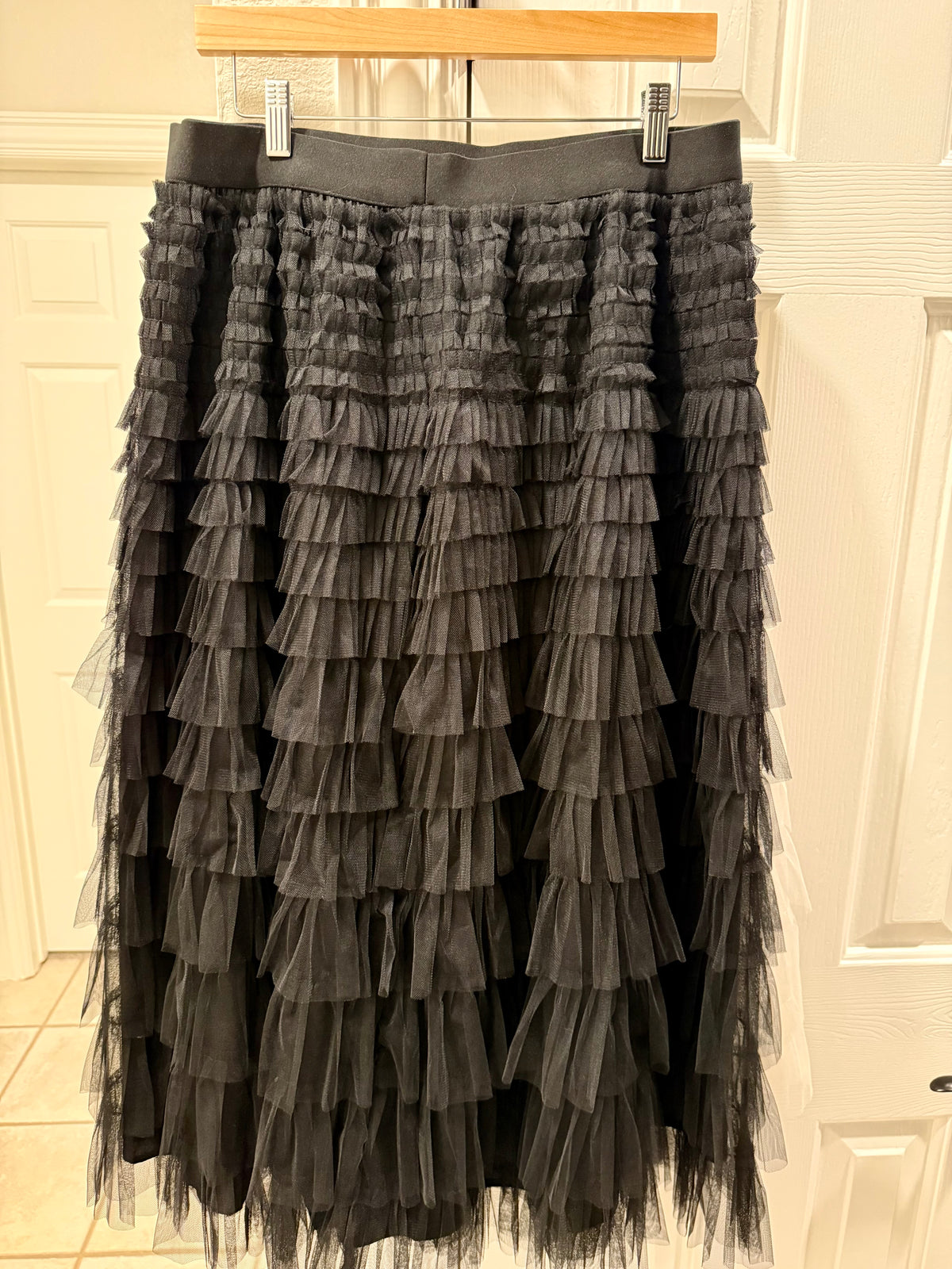 Black Tulle Midi Skirt
