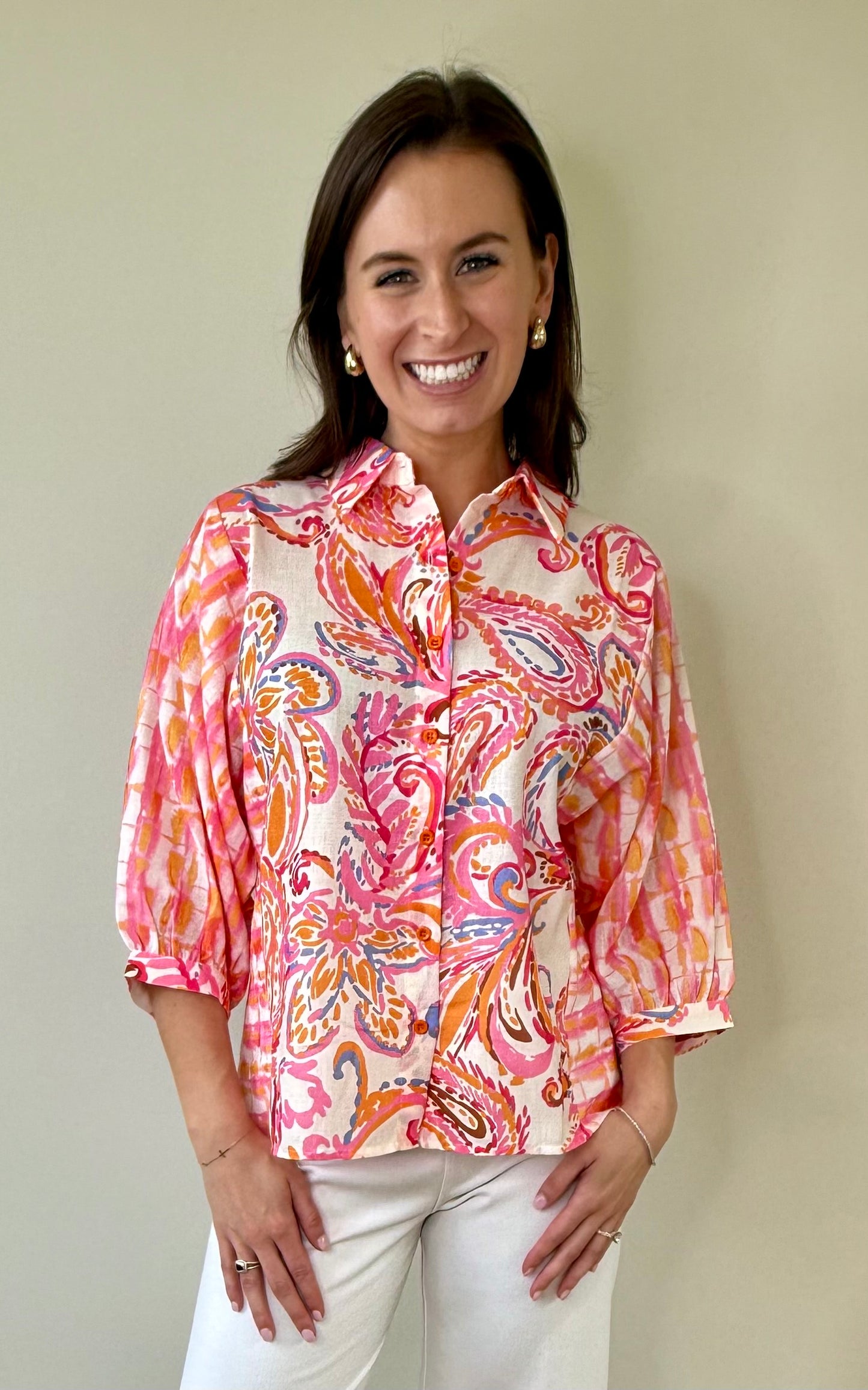 Carnival Paisley Contrast Top by Joy Joy