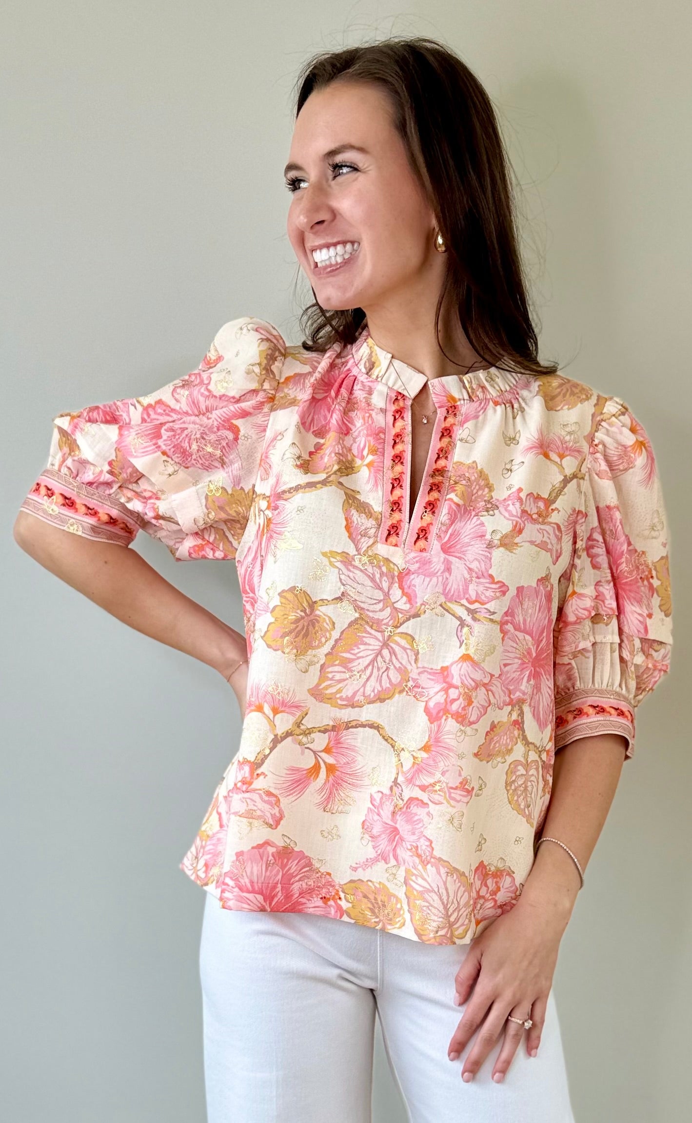 Aloha Bloom Puff Sleeve Top by Jade
