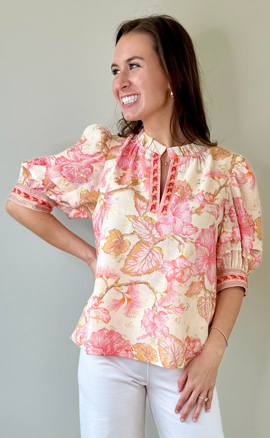 Aloha Bloom Puff Sleeve Top by Jade