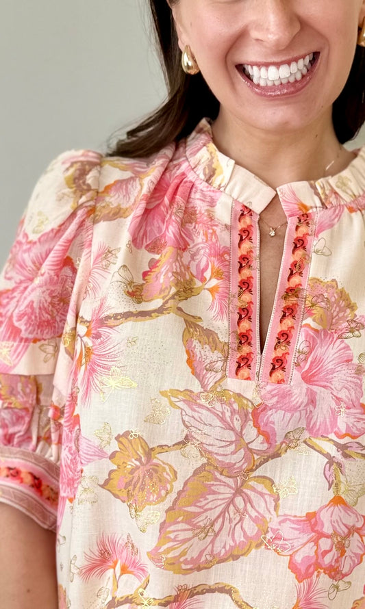 Aloha Bloom Puff Sleeve Top by Jade