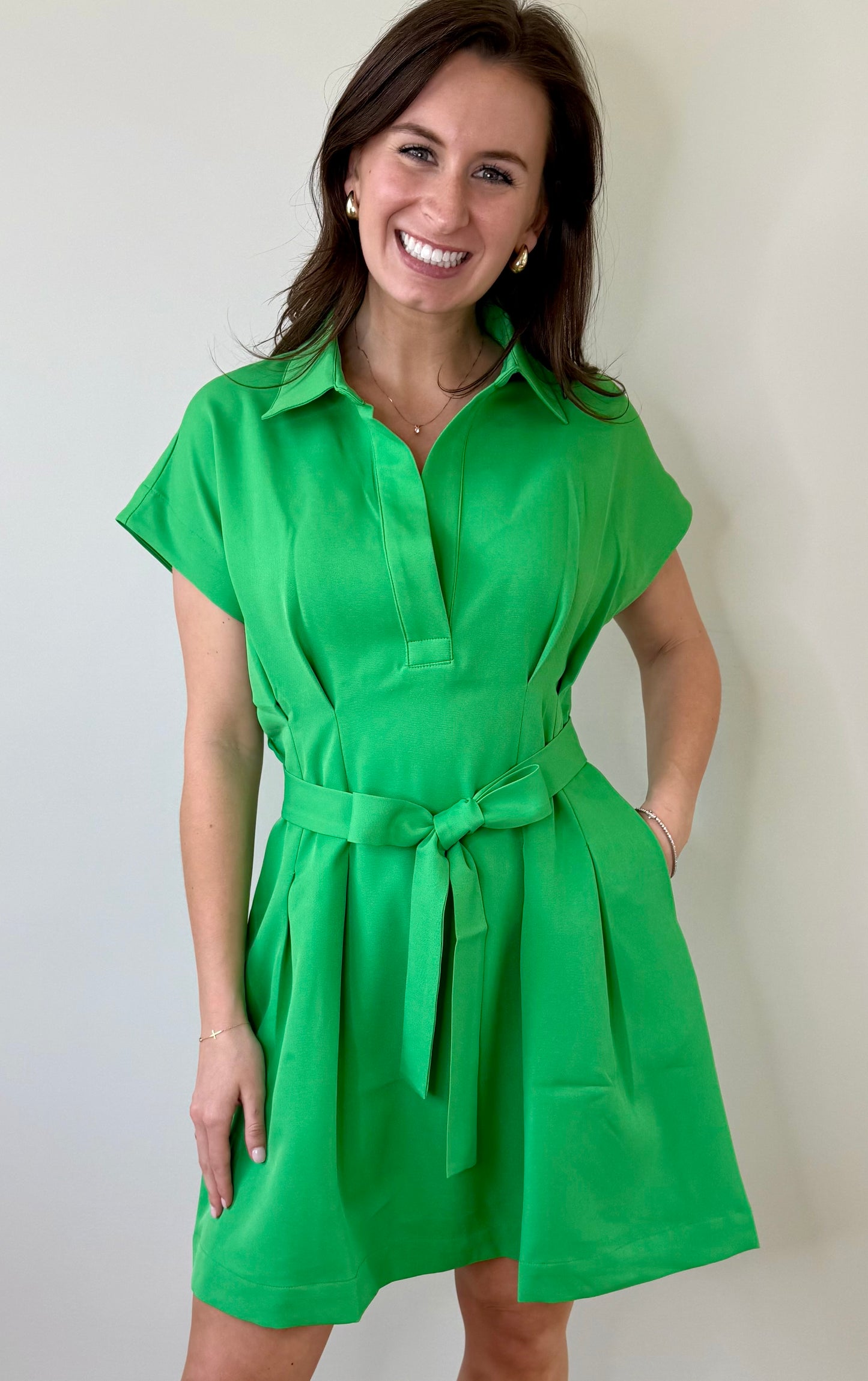 Green Fit and Darts Dress by Jade