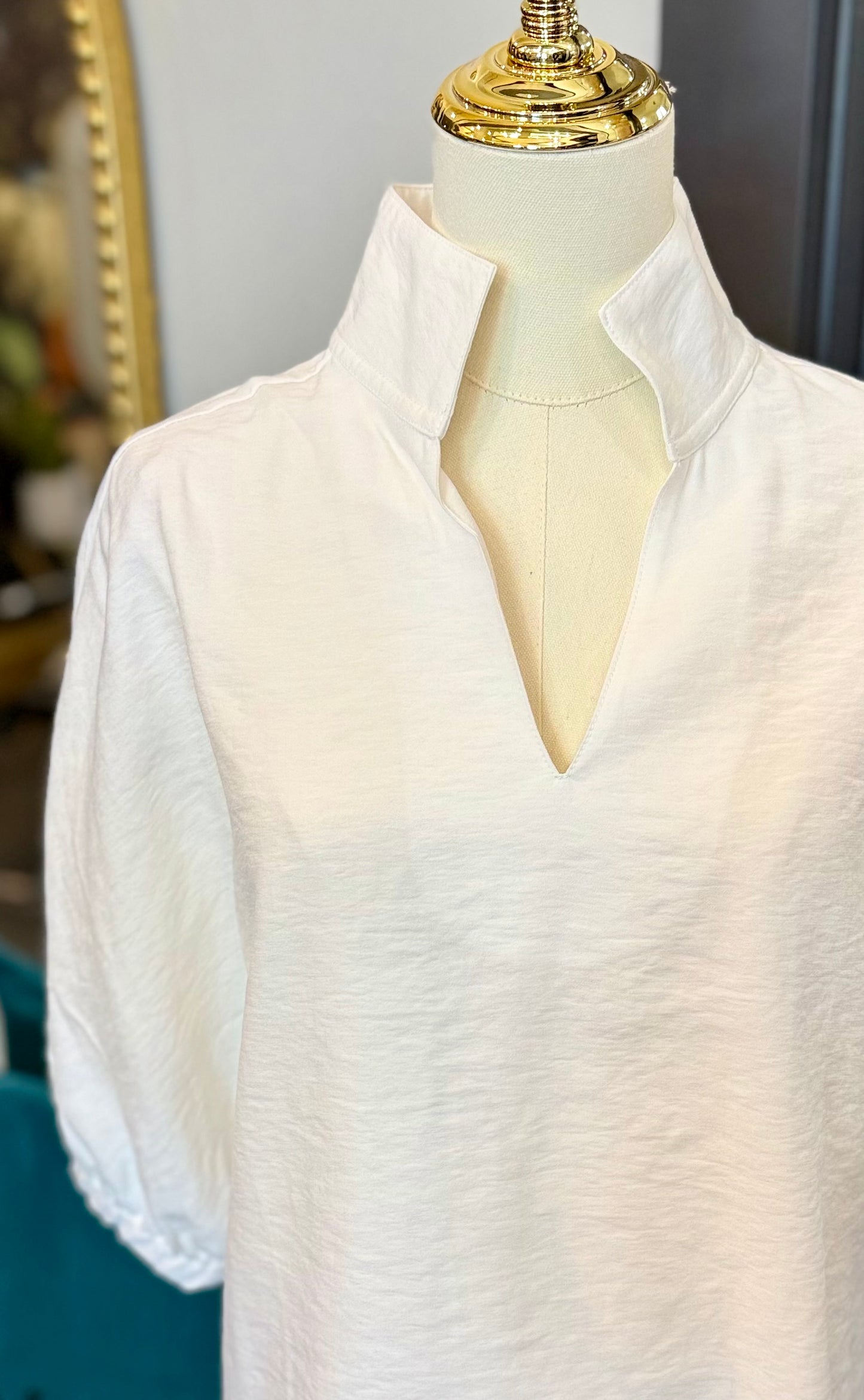 Effortless Collar Top in White, Blue, Green, Black