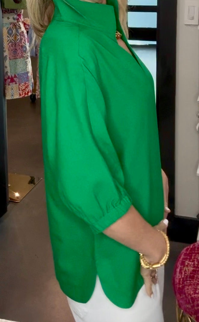 Effortless Collar Top in White, Blue, Green, Black