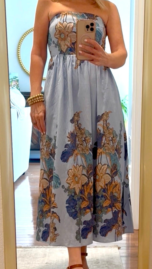 Antique Blossom Strapless Dress