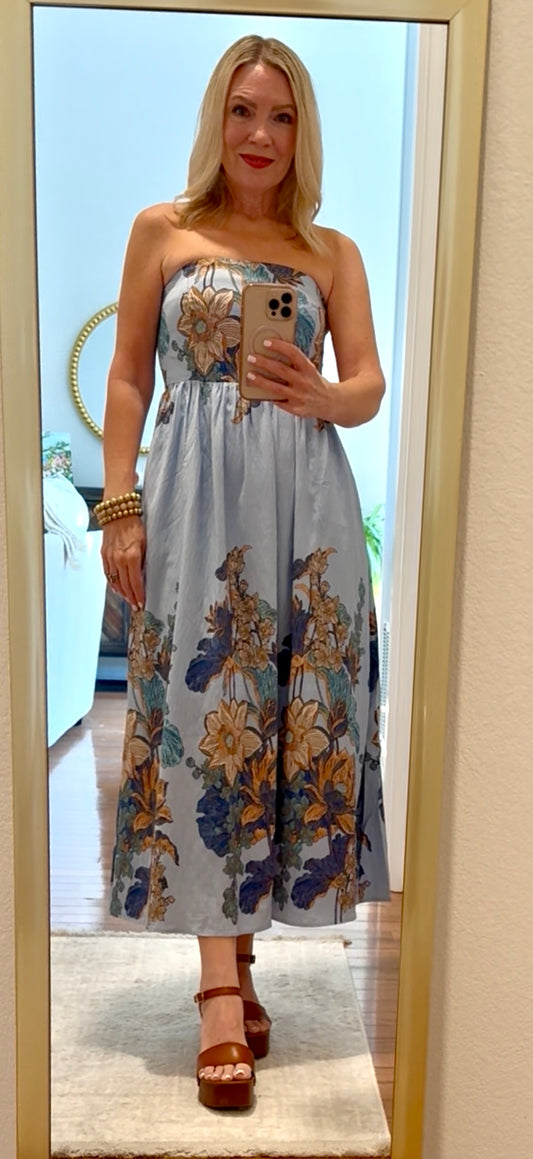 Antique Blossom Strapless Dress
