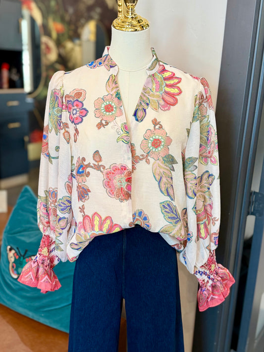 Briar Bloom Split V-Neck Blouse