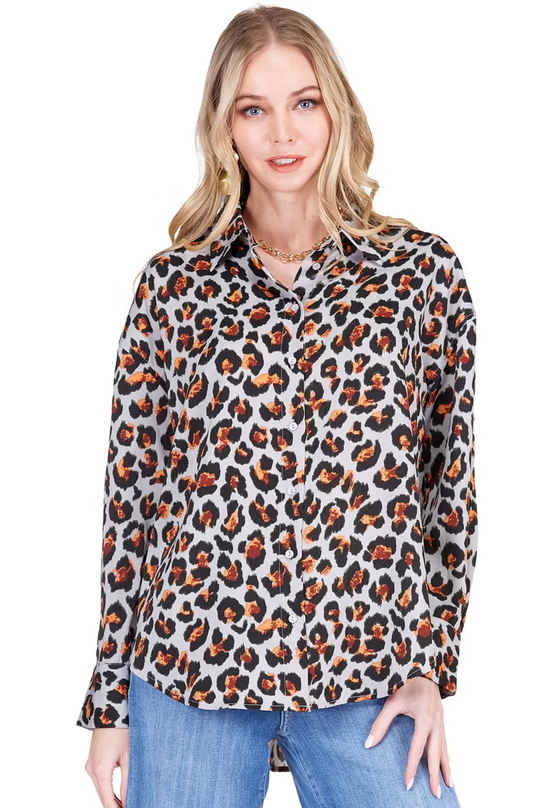 Molten Leopard Blouse by Joy Joy