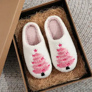 Cozy Pink Christmas Slippers