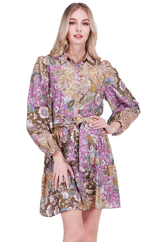 Plum Mosaic Dress by JoyJoy